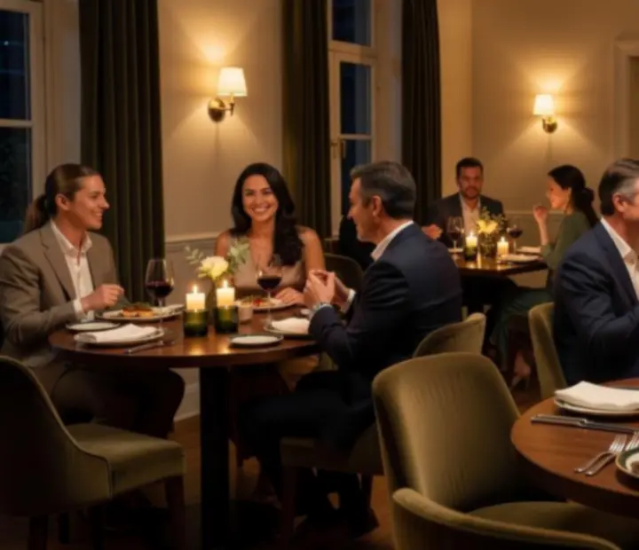 Evening atmosphere at Clover & Candle restaurant