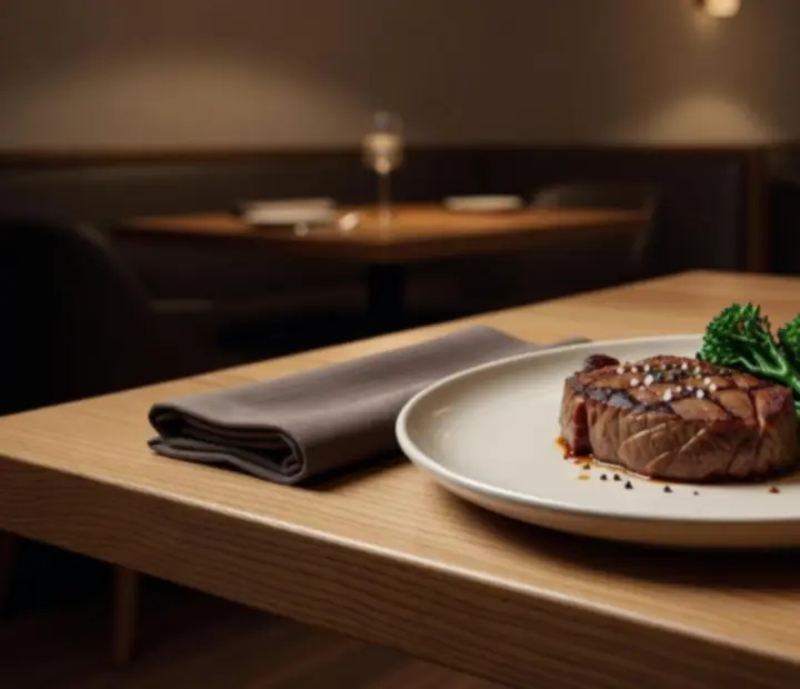 Premium Australian steak plated with seasonal sides at Clover & Candle