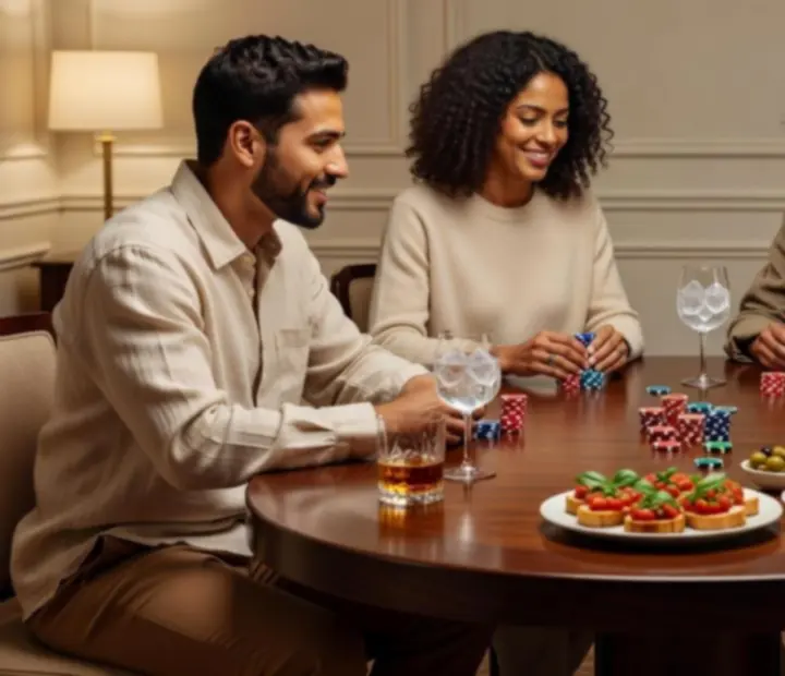 Private poker session at Clover & Candle with guests seated at a dedicated card table