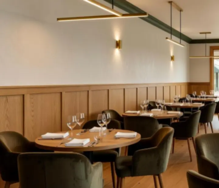 Warm contemporary Australian restaurant interior at Clover & Candle